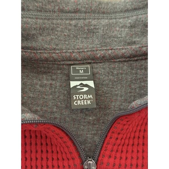 Storm Creek Women’s Maverick Quarter Zip Pullover Red Gray Waffle Knit Size M - Picture 6 of 11